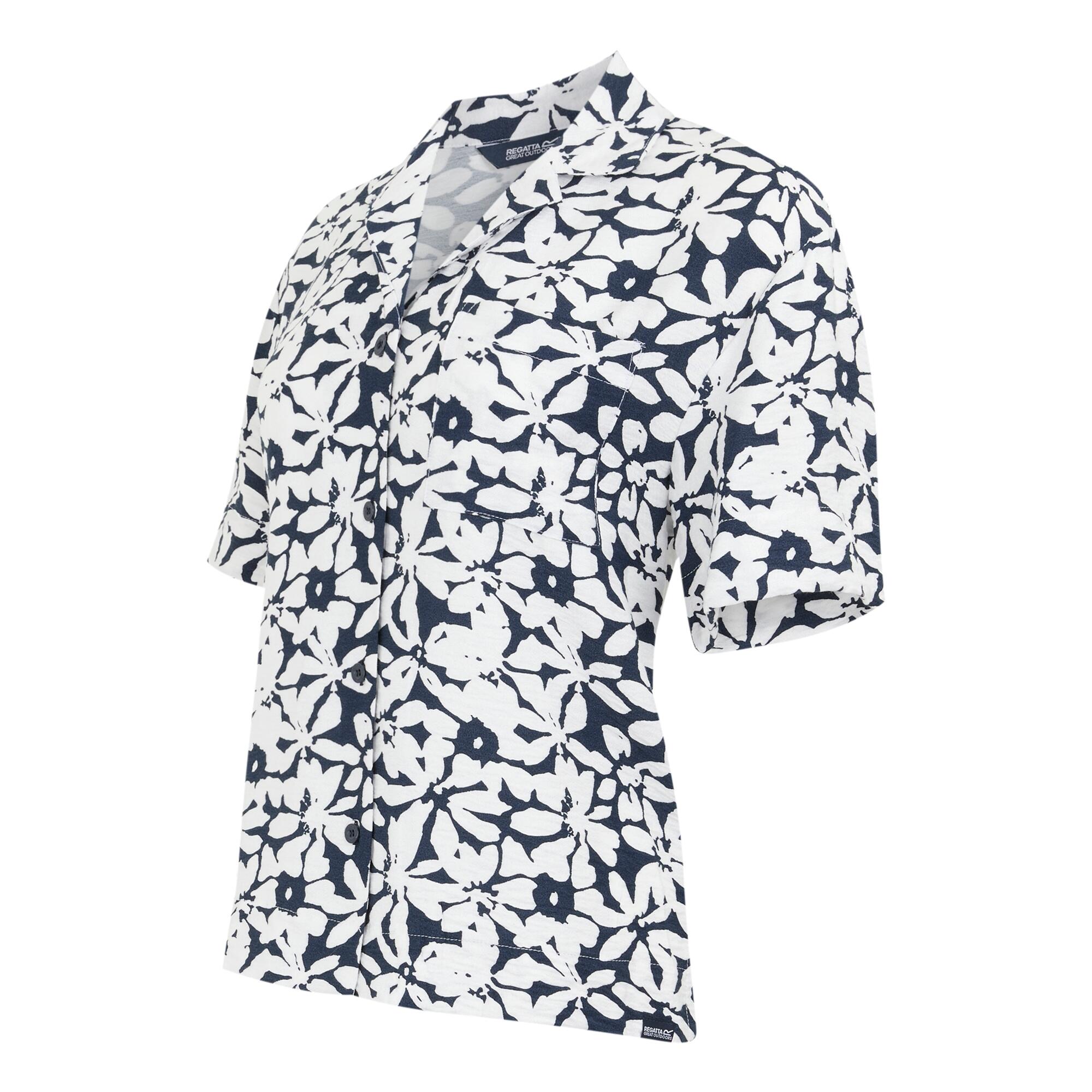 Chemisier Motif/style Floral SALISE Femme (Bleu Marine / Blanc) 3/5