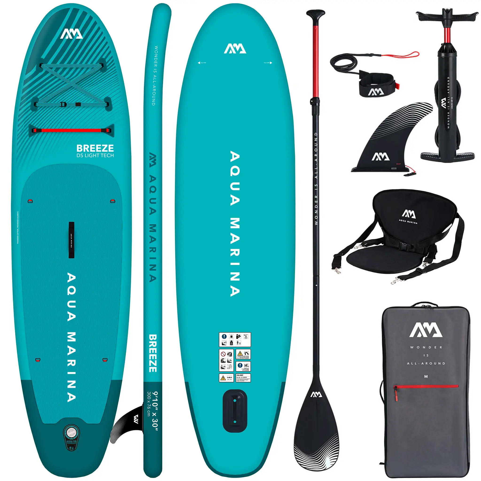 AQUA MARINA Aqua Marina Breeze 300 cm aufblasbares SUP Board Blau+ Kajaksitz
