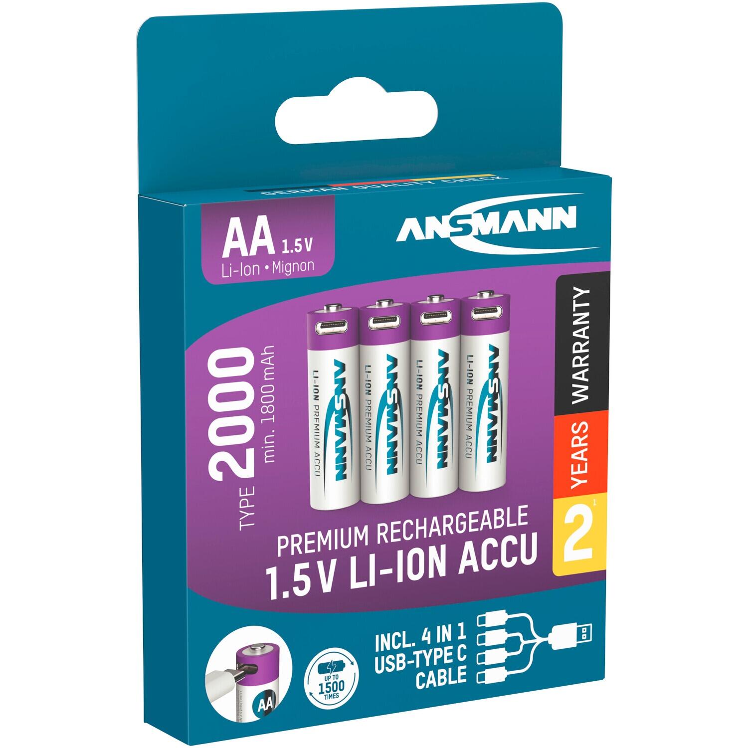 Akku Li-Ion 1,5V AA Typ 2000 – 4 Stück 2/7