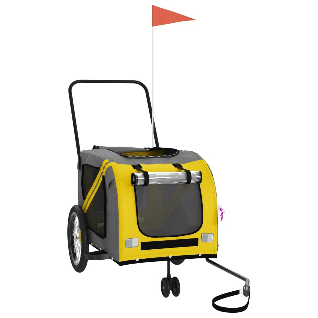 Vidaxl Remorque à Chien - Conception Durable et Confortable en Jaune et Gris 3/4