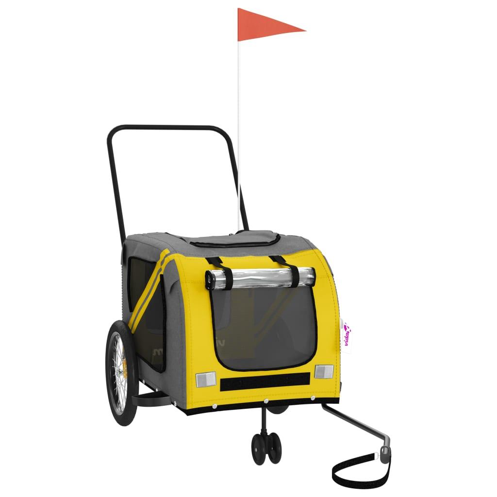 Vidaxl Remorque à Chien - Conception Durable et Confortable en Jaune et Gris 2/4
