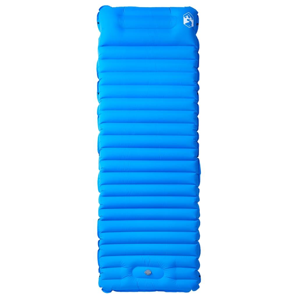 Matelas de Camping Auto-Gonflant Vidaxl avec Oreiller - Bleu 2/4