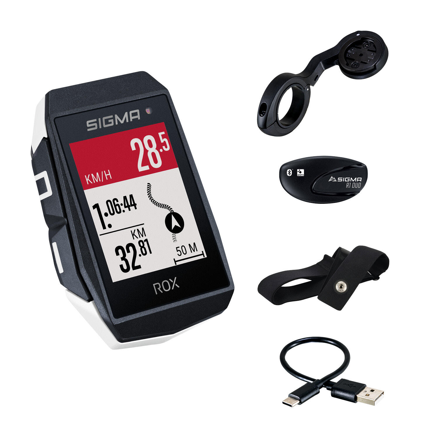 SIGMA GPS-FAHRRADCOMPUTER ROX 11.1 EVO WEISS - HR SET