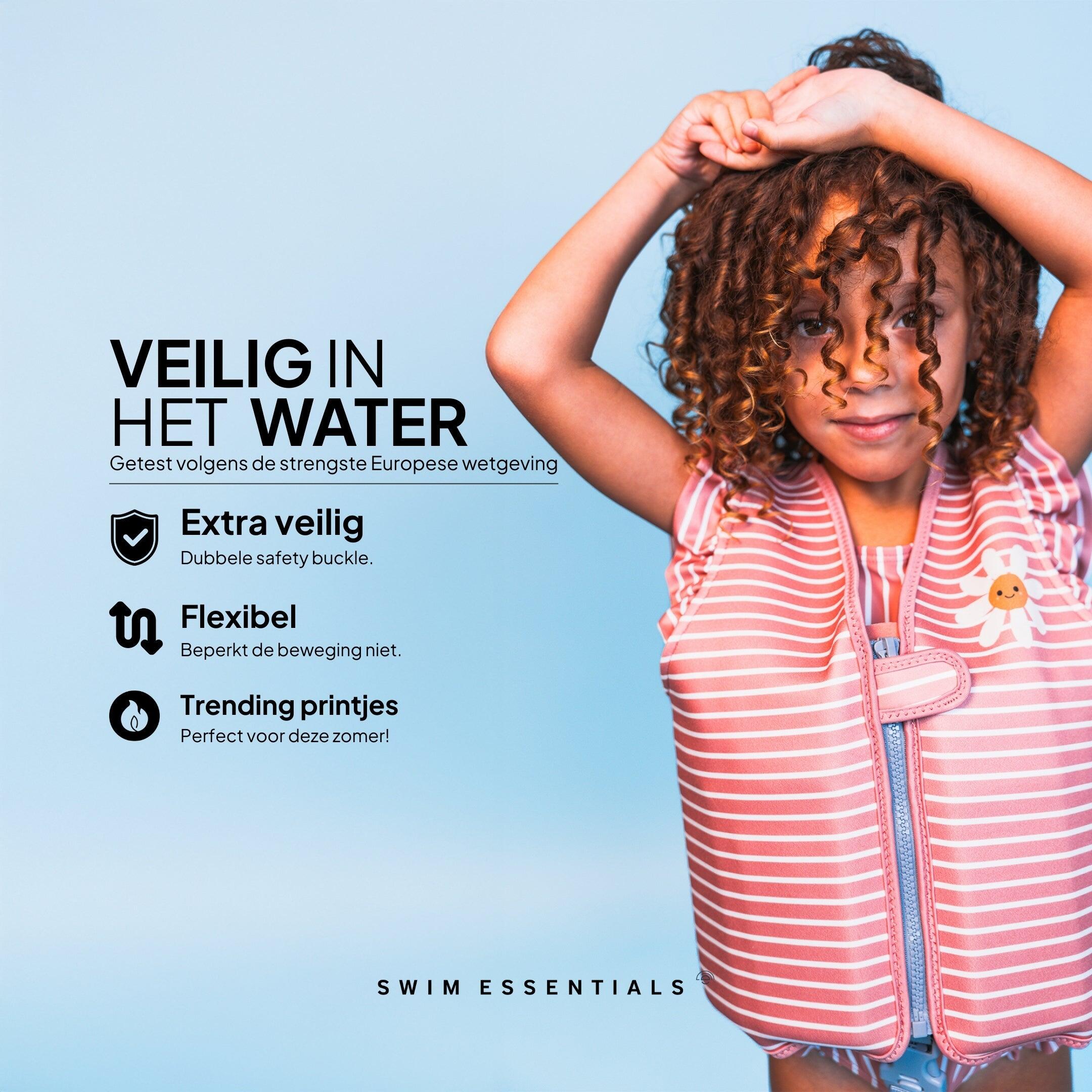 Swim Essentials | Rood/Wit Bloemen Gestreept Zwemvest 2-3 jaar 4/4