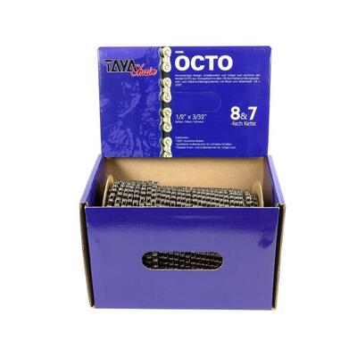 Taya octo ketting 1/2x3/32 voor e-bikes. 30m. zwart zilver