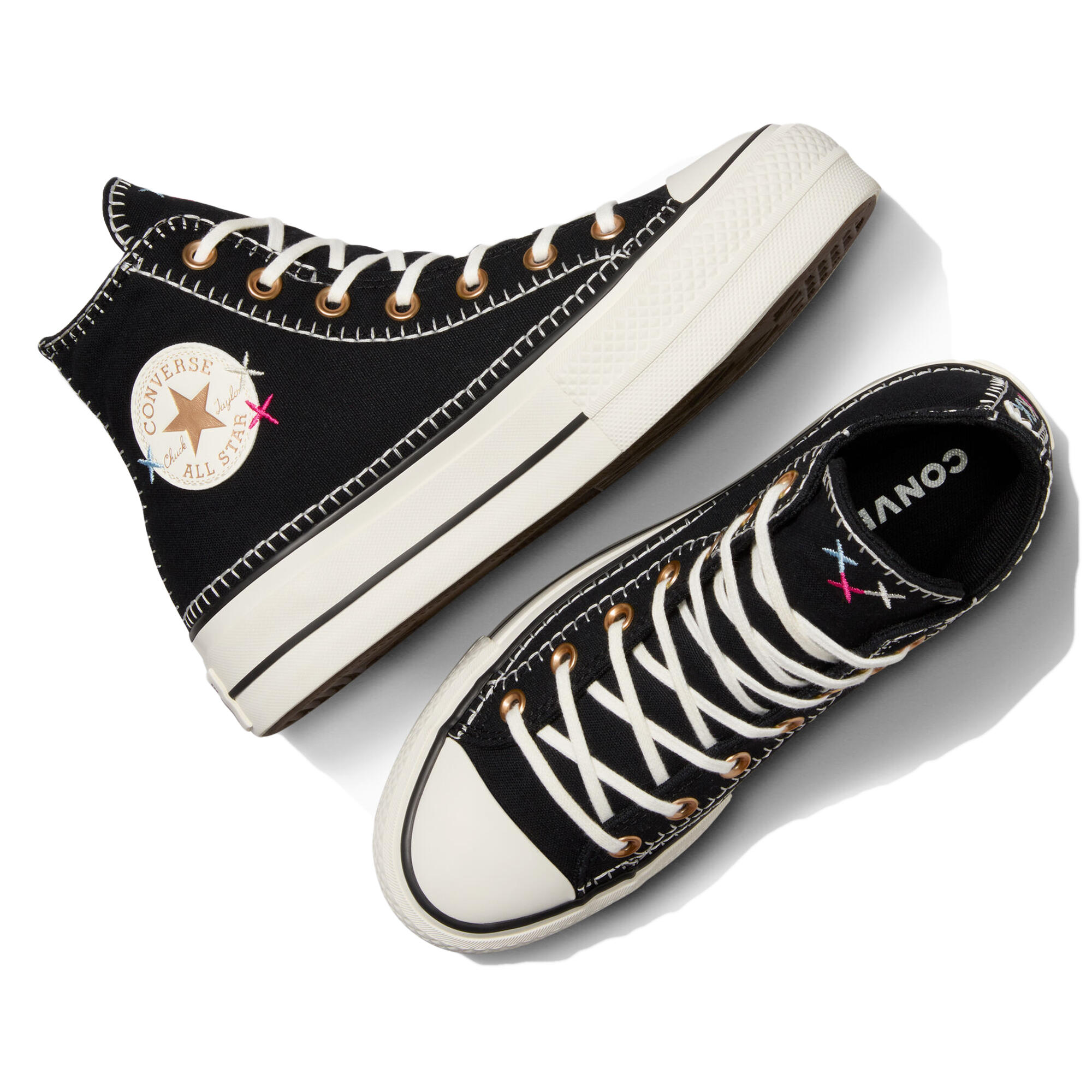 Chaussures Femmes Converse Compensées Ctas Lift Hi Egret noir 5/5