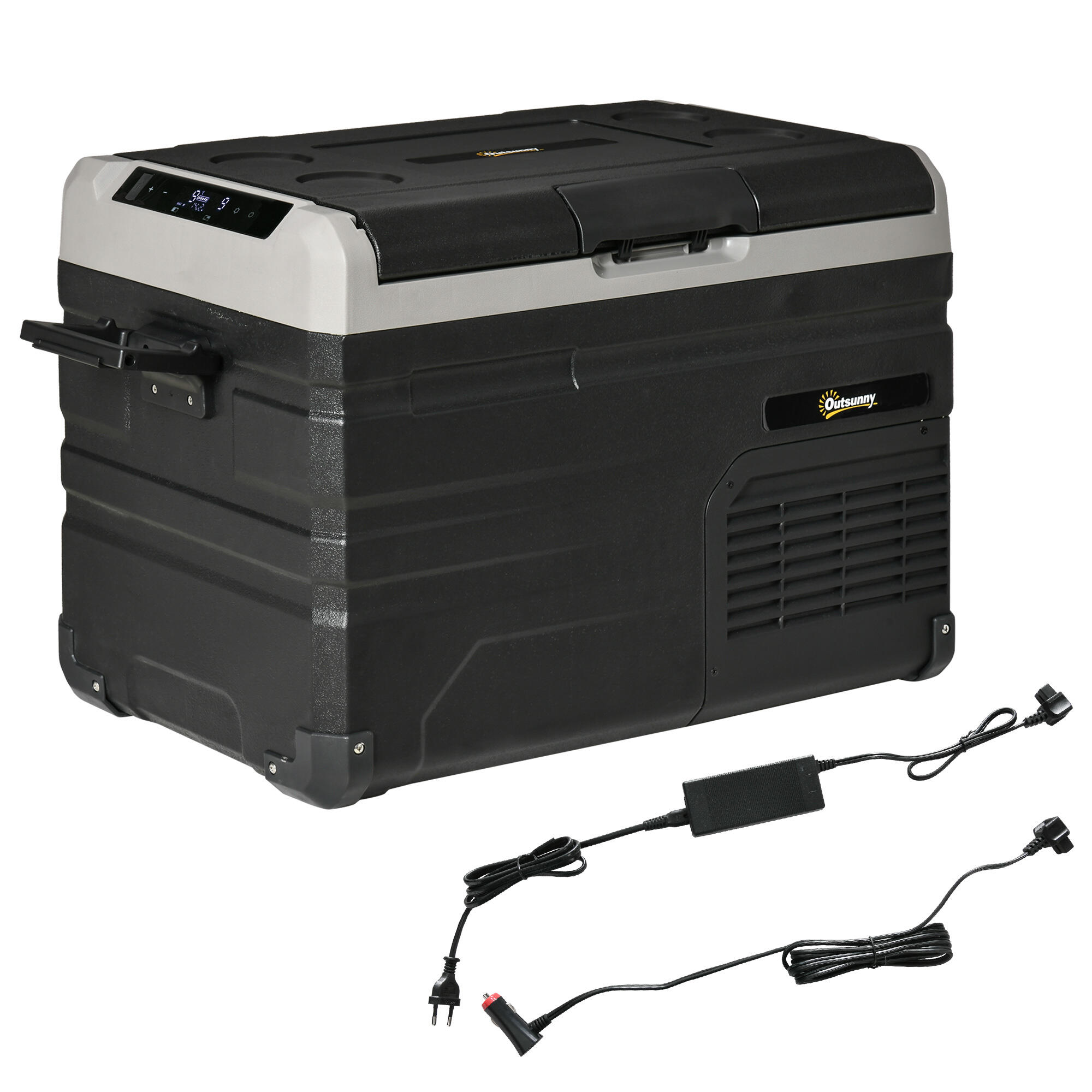 Geleira elétrica para campismo portátil 35l 60x40x44cm preto