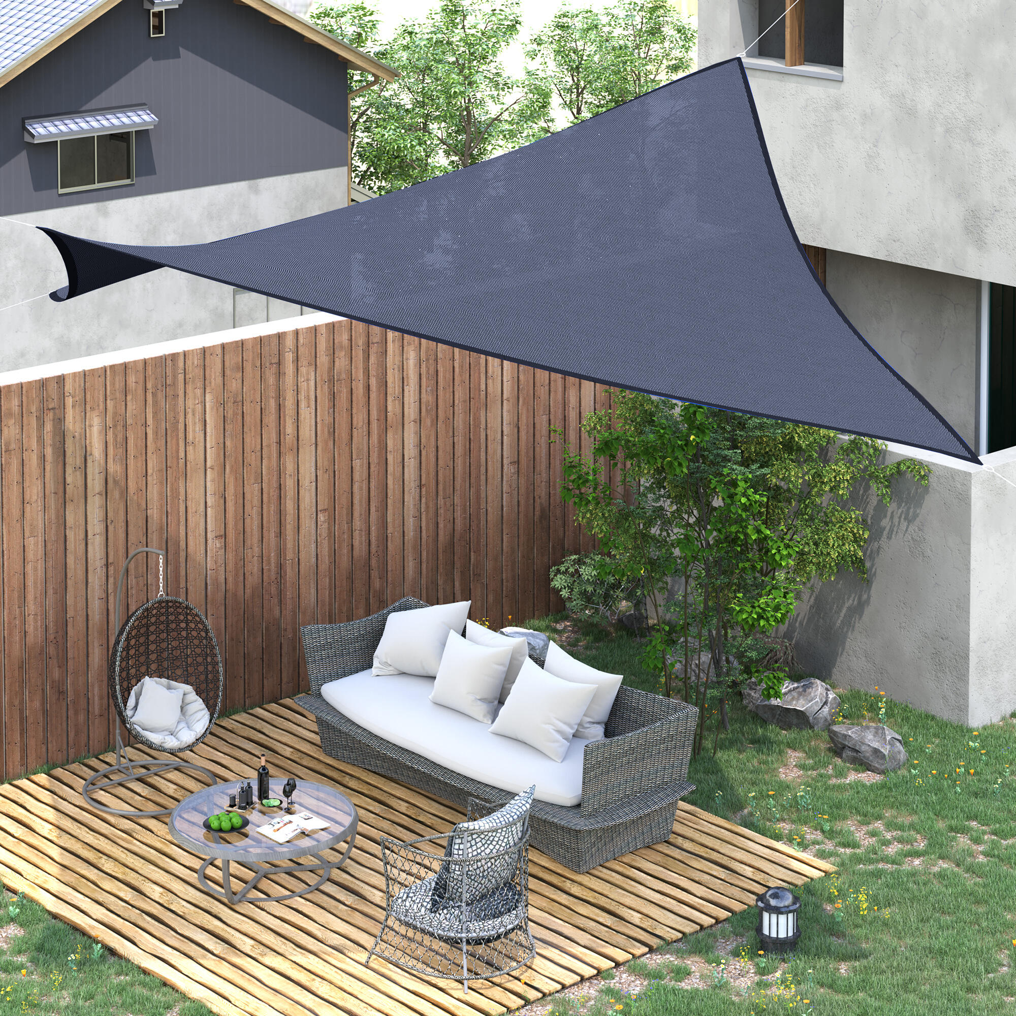 Vela de sombra retangular 400x600 cm azul Outsunny 2/7