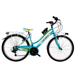 Vélo de fille VTT Canellini LINCY 26" 18V - Bleu clair/Vert