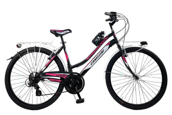 VTT Canellini LINCY 26" Noir/Fuchsia cadre acier 18 vitesses