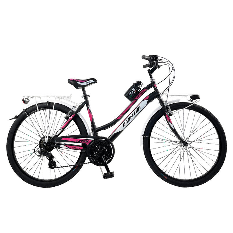 Vélo de fille VTT Canellini LINCY 26" - Noir/Fuchsia