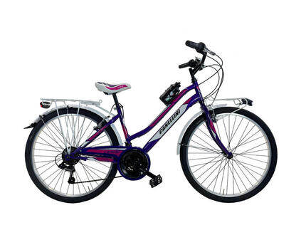 Vélo VTT Canellini LINCY 26" Fuchsia/Bleu cadre acier 18 vitesses