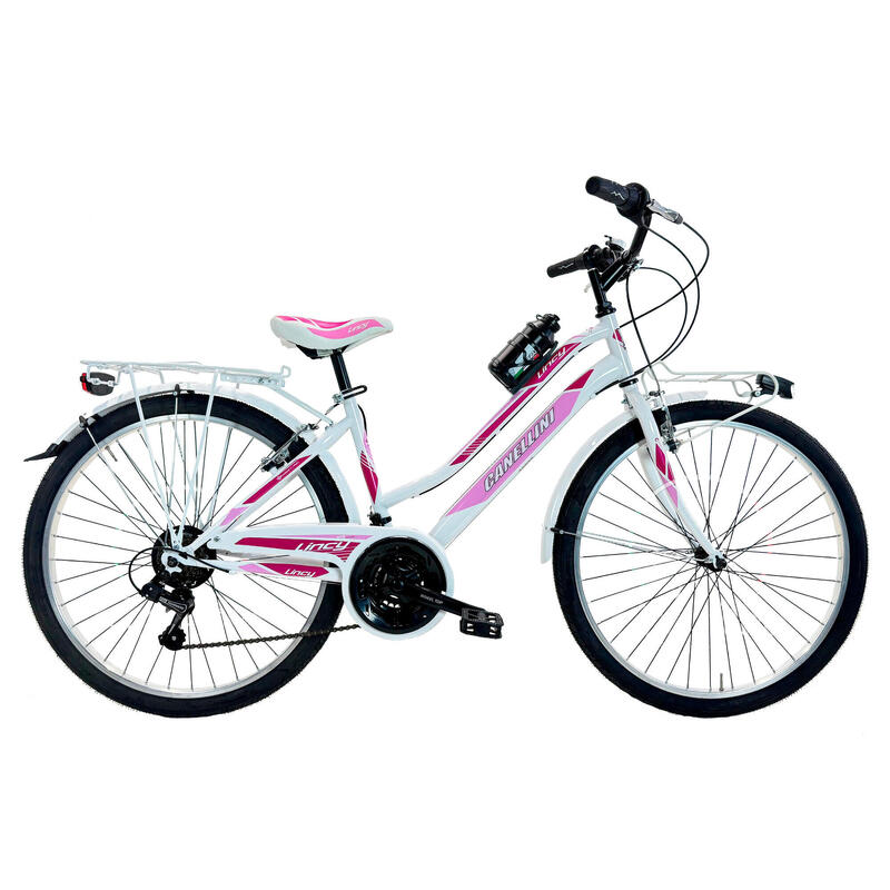 Bicicletă pentru fete Canellini LINCY 26" - Alb/Roz