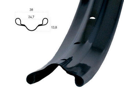 Ryde Westwood V38 Felge 622 x 24C Aluminium 36 Löcher Schwarz