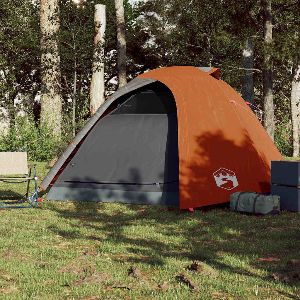 Vidaxl Tente Dôme 4 Personnes - Étanche Gris et Orange 7/7