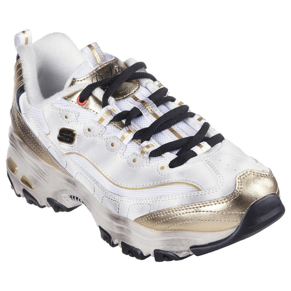 Baskets FEMME Skechers D'lites Vintage Vision BLANC-OR 2/5