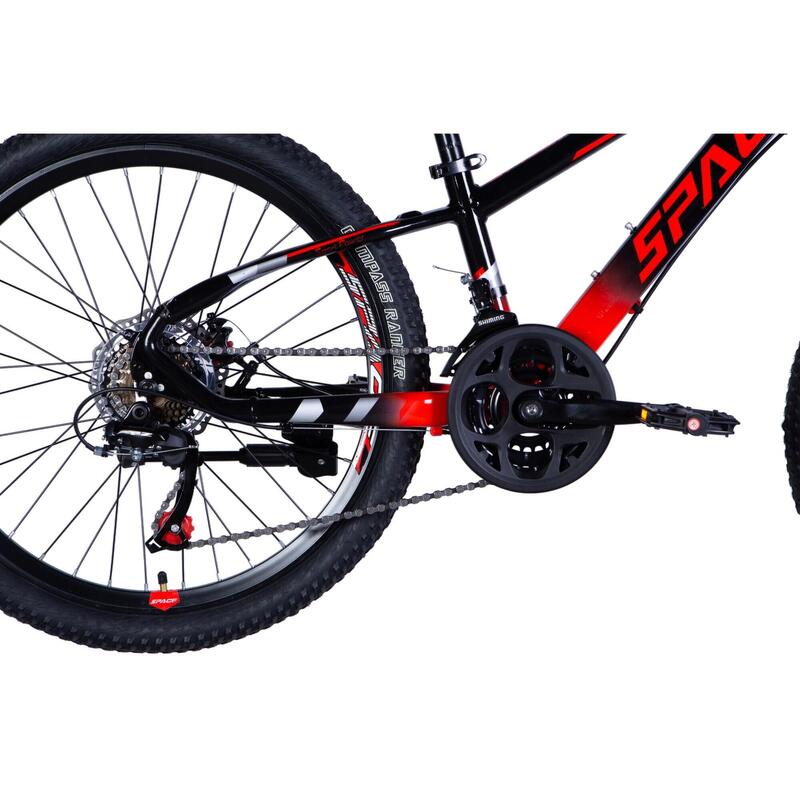 Bicicleta copii Mercury Aluminiu, 24″, 130-160 cm, 21 viteze, Negru/Roşu