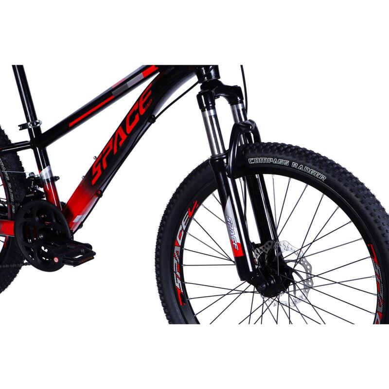 Bicicleta copii Mercury Aluminiu, 24″, 130-160 cm, 21 viteze, Negru/Roşu