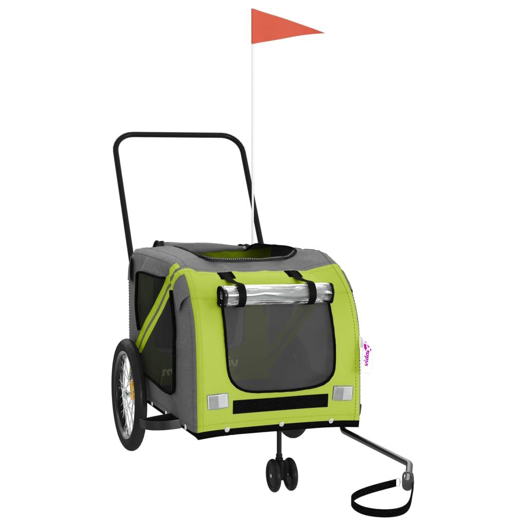 Remorque de vélo vidaXL pour animaux - cadre en fer, vert 4/4