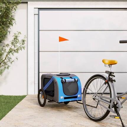 Remorque à Vélo pour Chiens VidaXL en Tissu Oxford Bleu et Gris