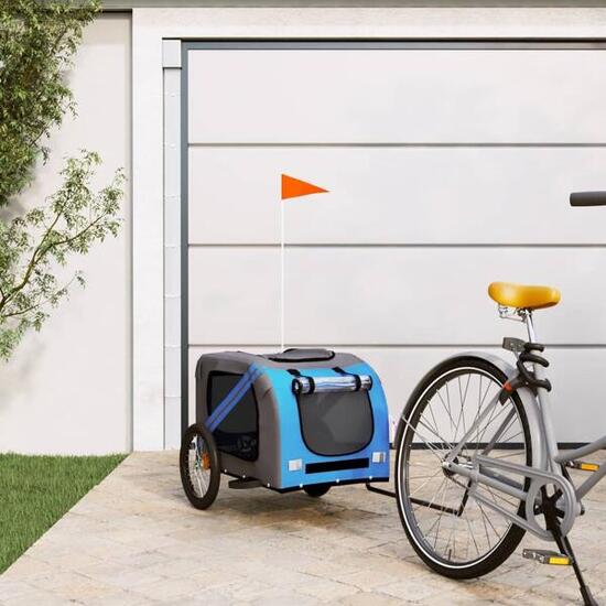 Remorque à Vélo pour Chiens VidaXL en Tissu Oxford Bleu et Gris