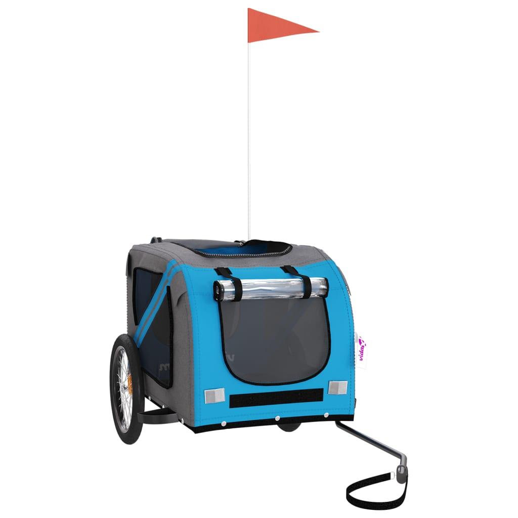 Remorque à Vélo pour Chiens VidaXL en Tissu Oxford Bleu et Gris 4/4