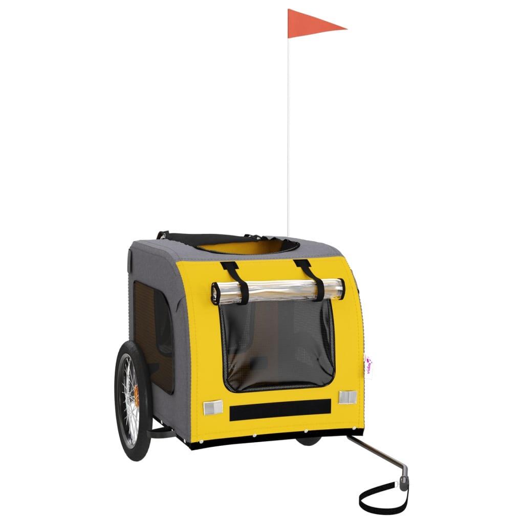 Remorque de vélo vidaXL pour animaux jaune durable 4/4