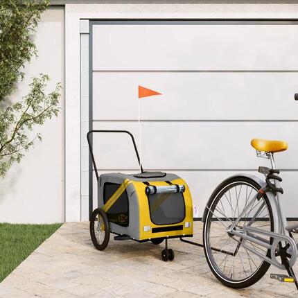 Vidaxl Remorque à Chien - Conception Durable et Confortable en Jaune et Gris