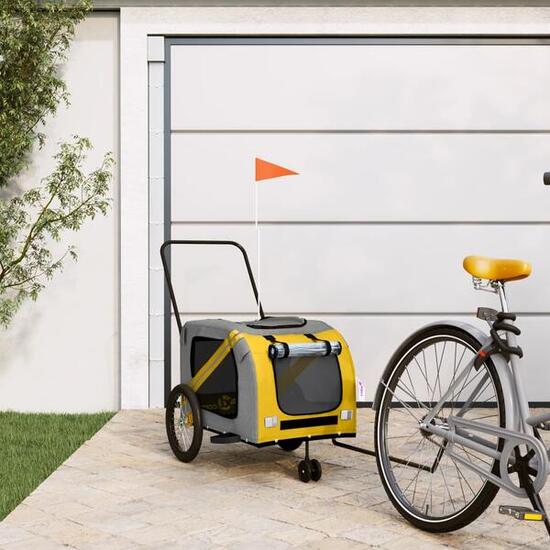 Vidaxl Remorque à Chien - Conception Durable et Confortable en Jaune et Gris