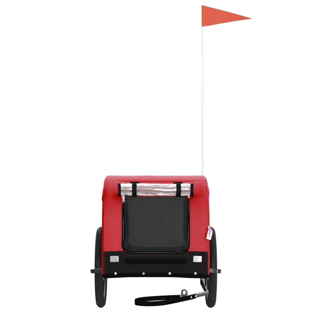 Remolque de Bicicleta para Perros VidaXL Oxford de Tela y Hierro Rojo y Negro 4/4
