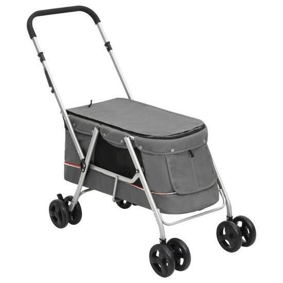 Faltbarer Hundewagen für Haustiere - 100x49x96 cm - Grau