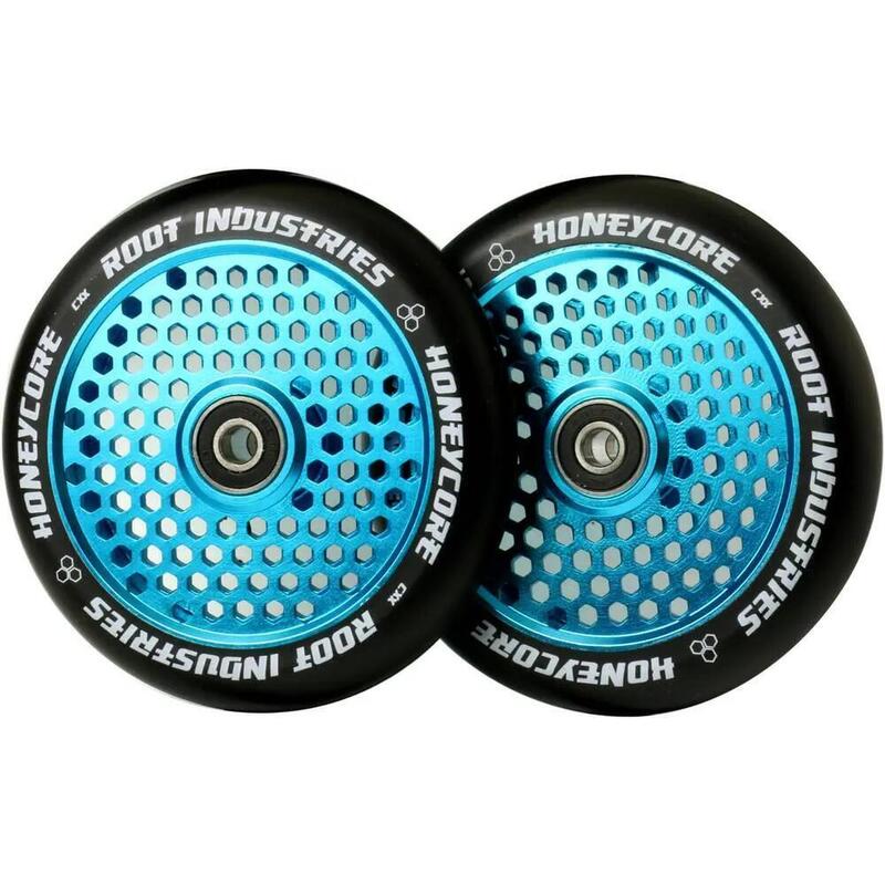 Roues de trottinette freestyle Root Industries Honeycore 120 mm, bleu ciel      6950€    ROOT Roues de trottinette freestyle Root Industries Honeycore 120 mm, bleu cielVendu exclusivement en ligne   