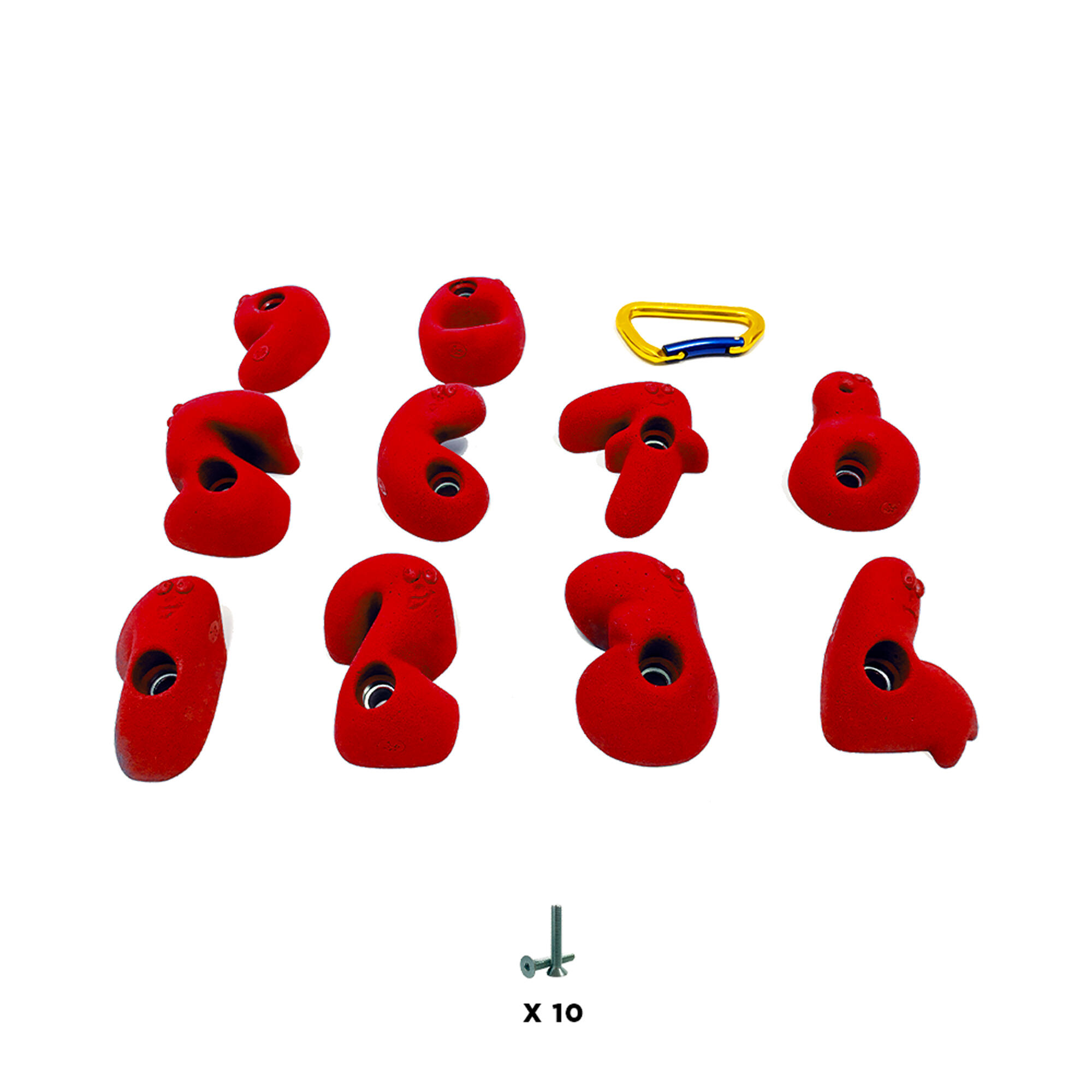 10 Klettergriffe für Kinder - NOMBRE - Mit Schrauben  - Rot 2/3