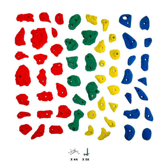 58 Klettergriffe - PACK ROCHER - Mit Befestigungsmaterial - Zufällige Farbe