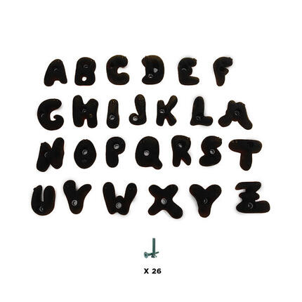 26 Klettergriffe für Kinder - ALPHABET - Mit Schrauben - Blau