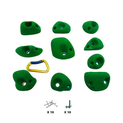 10 Klettergriffe - MANTI - Mit Befestigungsmaterial - Blau