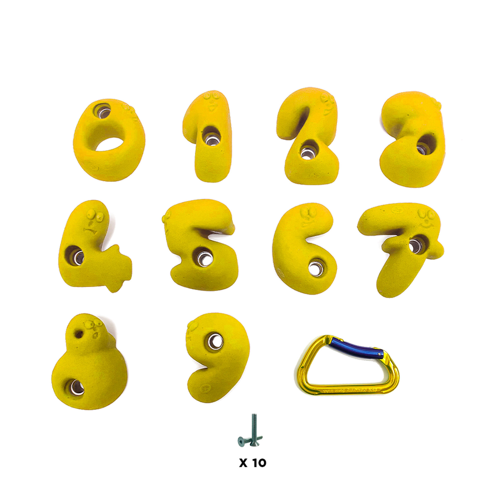 10 presas de escalada infantil - NÚMERO - Com ferragens - Amarelo 2/3