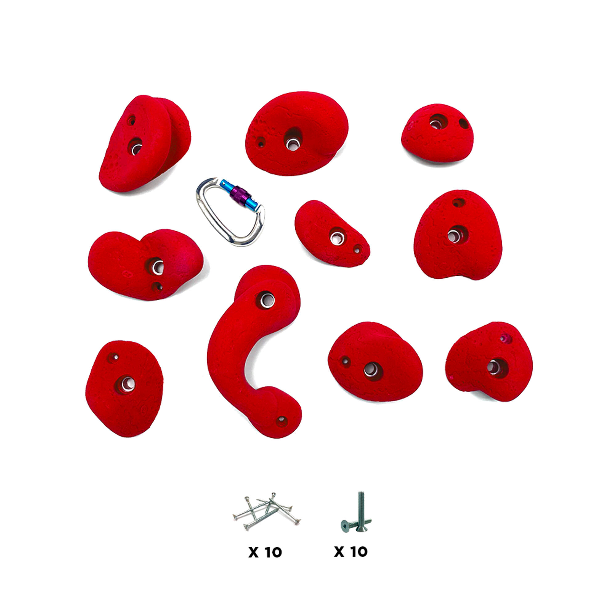 10 klimbeugels - ARCADE - Met schroeven - Rood 2/3