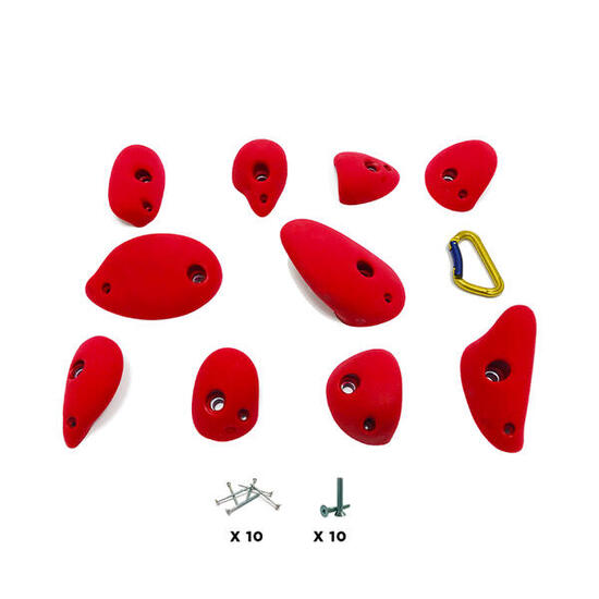 10 Prises escalade - YABON - Avec Visserie - Rouge