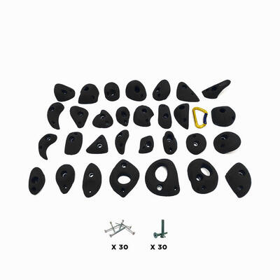 30 Klettergriffe - BANGA - Mit Befestigungsmaterial - Grün