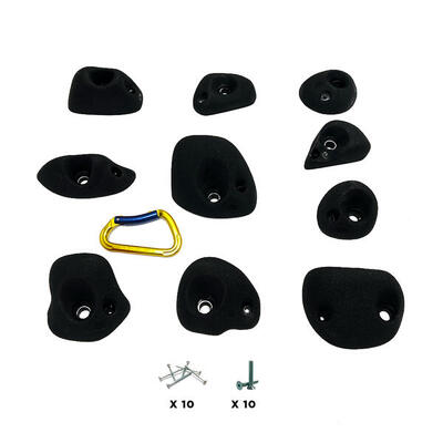10 Klettergriffe - MANTI - Mit Befestigungsmaterial - Blau