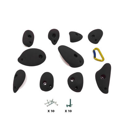 10 Klettergriffe YABON mit Befestigungsmaterial. in Schwarz