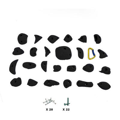 25 Klettergriffe - BUBBLE - Mit Befestigungsmaterial - Schwarz