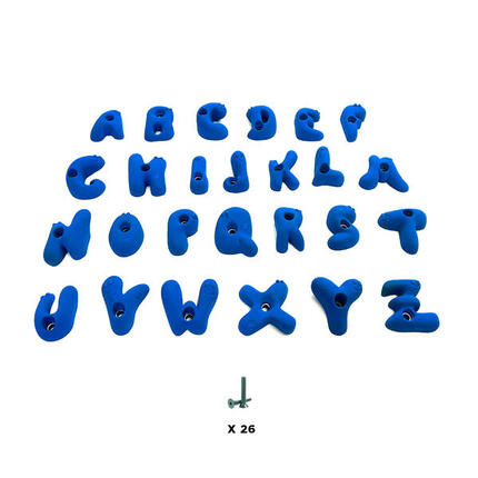 26 Klettergriffe für Kinder - ALPHABET - Mit Schrauben - Blau