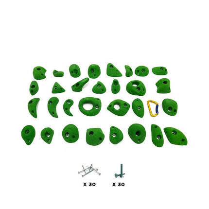30 Klettergriffe - BANGA - Mit Schrauben - Grün