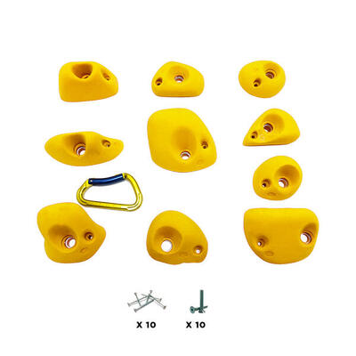10 Klettergriffe - MANTI - Mit Befestigungsmaterial - Blau
