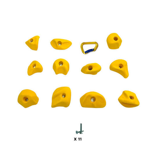 11 Klettergriffe SNOW S mit Schrauben , in Gelb