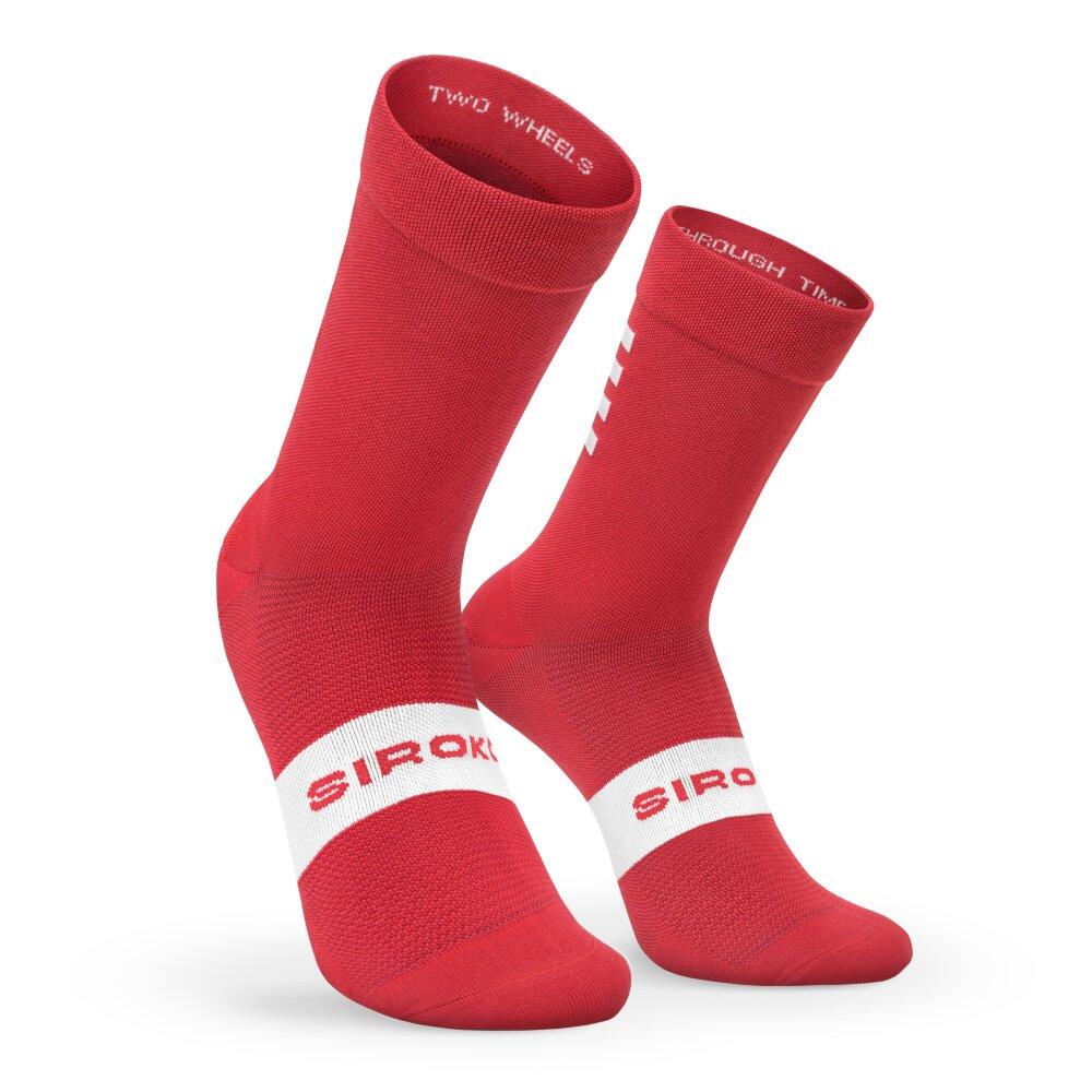 SIROKO Cyklistické ponožky S1 Red Flamme Rouge Červená