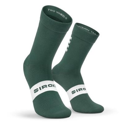 Heren en dames wielrennen fietssokken s1 green alpe d'huez legergroen