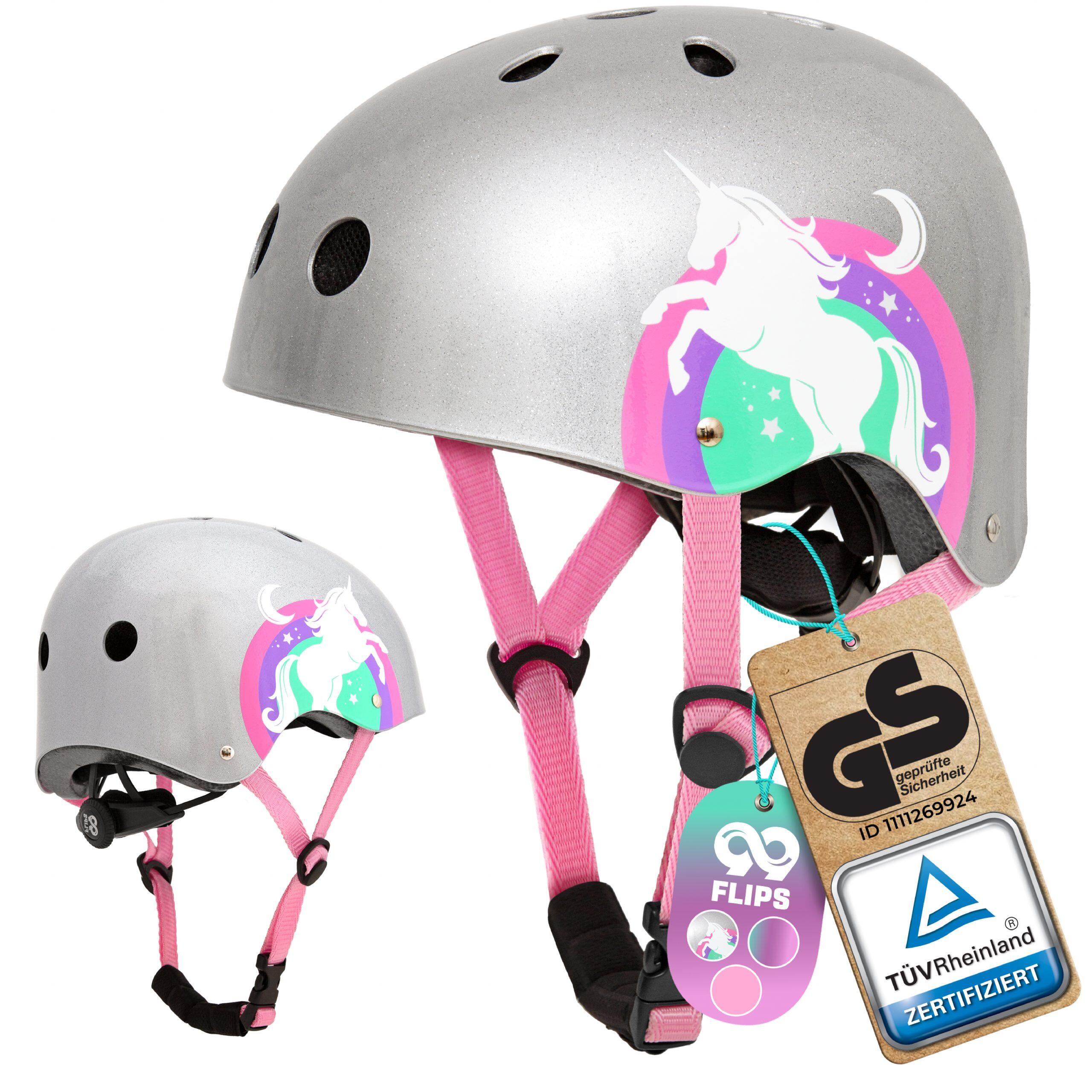 99FLIPS Casco bici bambino bambina dai 3 anni con GS casco da skate rosa skateboard